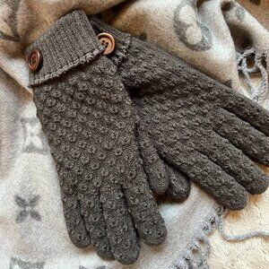 Women’s Winter Warm Gloves Fleece W/ Button Details in Gray